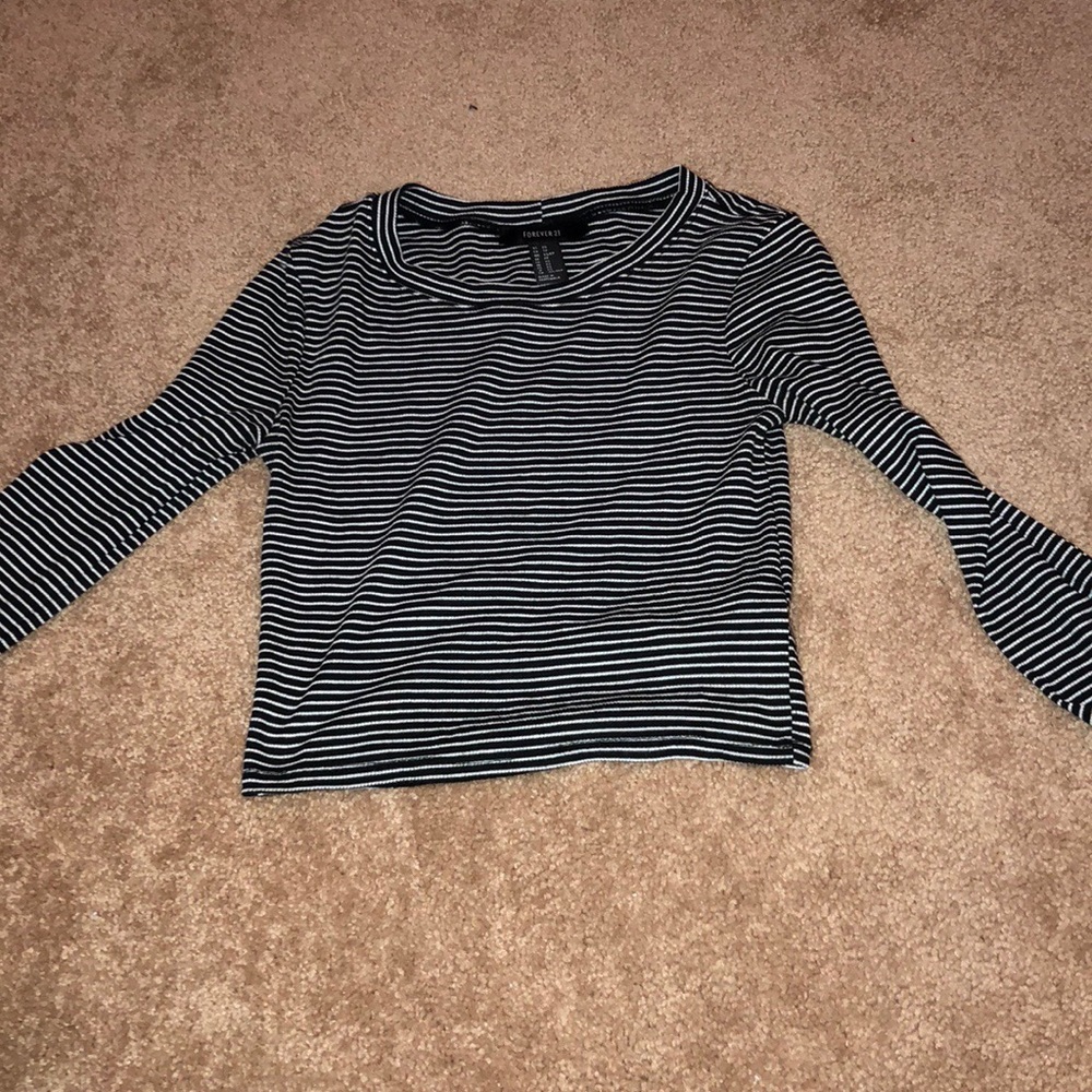 Stripped forever 21 black and white shirt